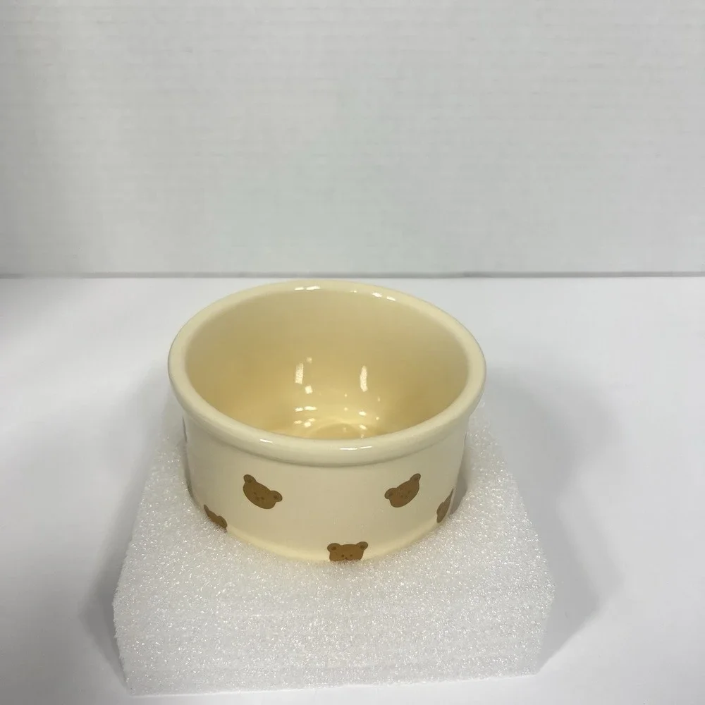 Cute Teddy Bear Ceramic Baby Food Bowl w Silicone Lid 200ml BPA Free